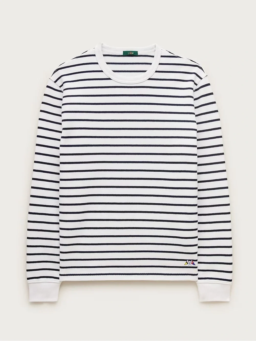 J. CREW Long-sleeve crewneck in striped maritime jersey Size L $98 NWT CR195